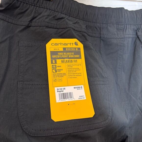 Carhartt Women’s Force Relaxed Fit Ripstop Shorts NEW size XL/16-18 Black - Picture 8 of 15